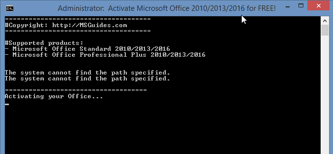 ms office 365 activator text