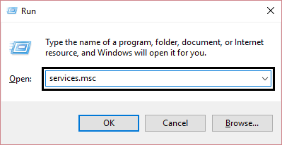 press Windows Key + R then you type servicesmsc